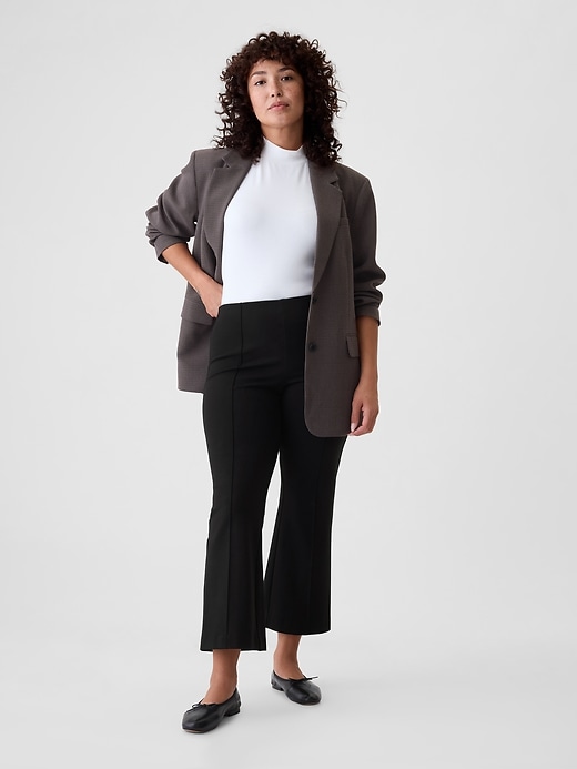 pantaloni crop a vita alta in maglia doppia