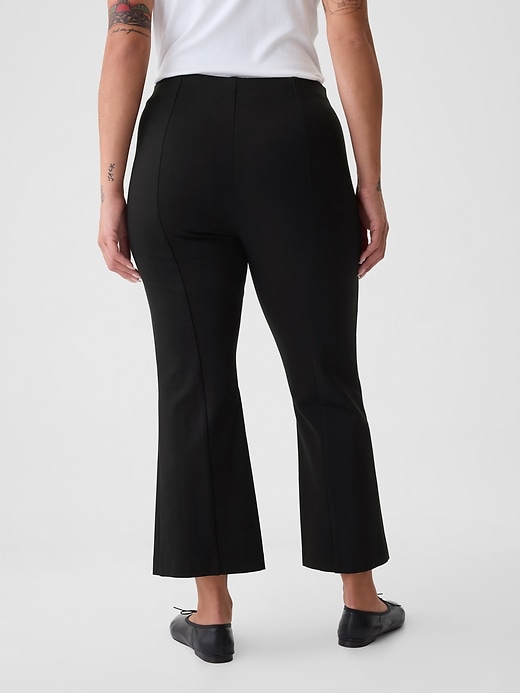 pantaloni crop a vita alta in maglia doppia