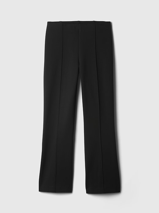 pantaloni crop a vita alta in maglia doppia