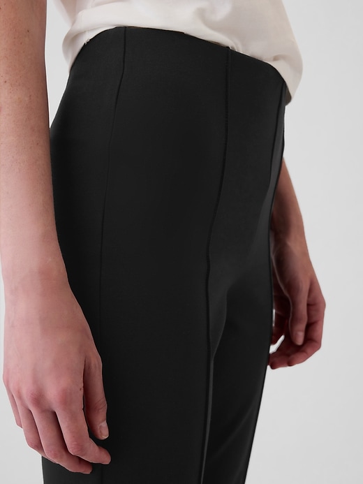 pantaloni crop a vita alta in maglia doppia