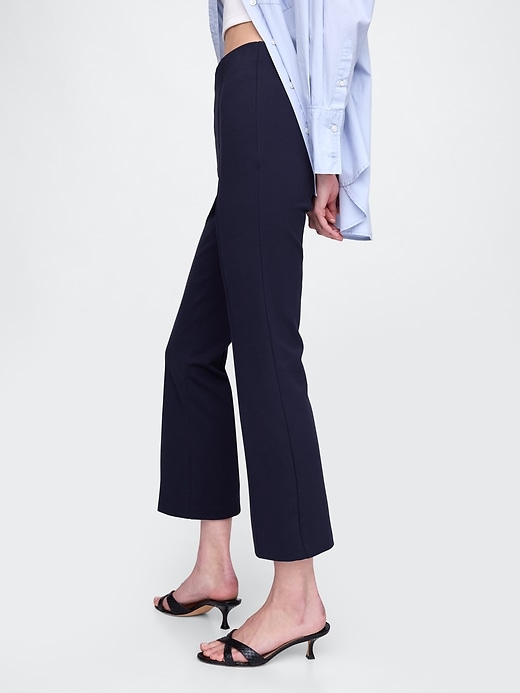 pantaloni crop a vita alta in maglia doppia