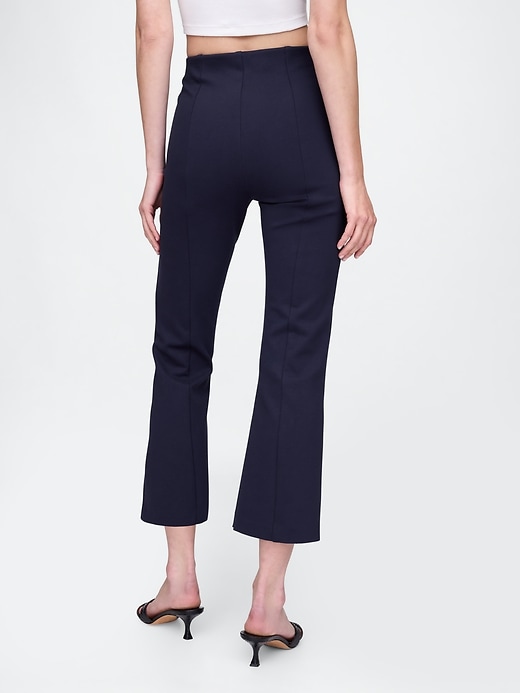 pantaloni crop a vita alta in maglia doppia