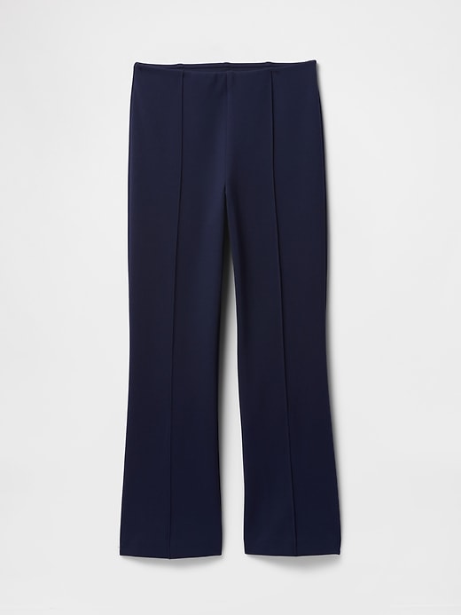 pantaloni crop a vita alta in maglia doppia