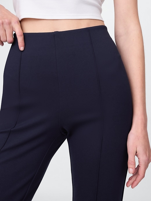 pantaloni crop a vita alta in maglia doppia