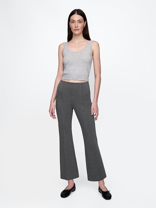 pantaloni crop a vita alta in maglia doppia