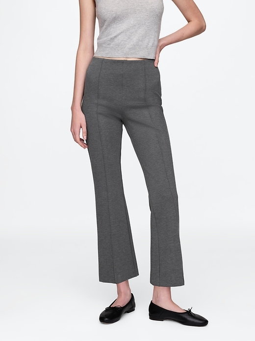 pantaloni crop a vita alta in maglia doppia