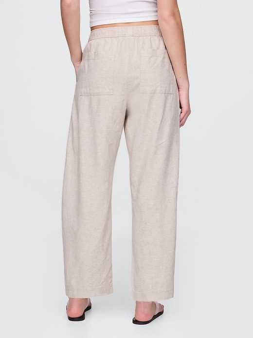 pantaloni easy barrel in misto lino a vita media