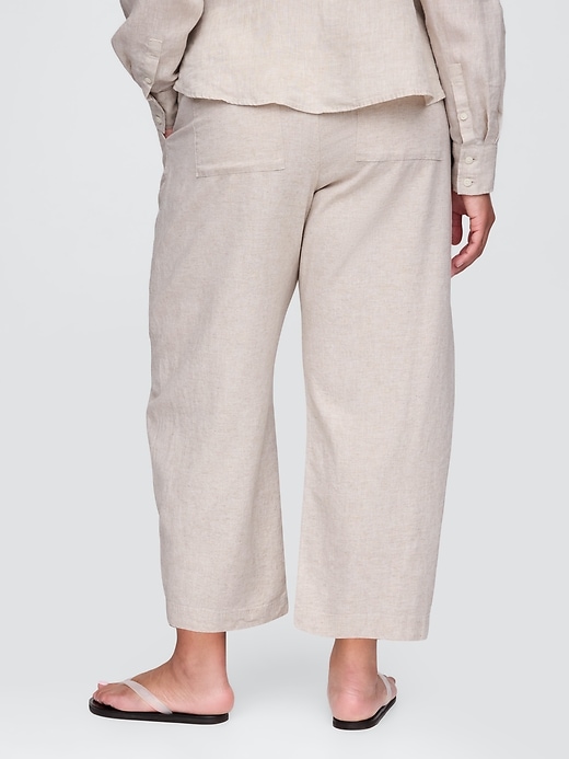 pantaloni easy barrel in misto lino a vita media
