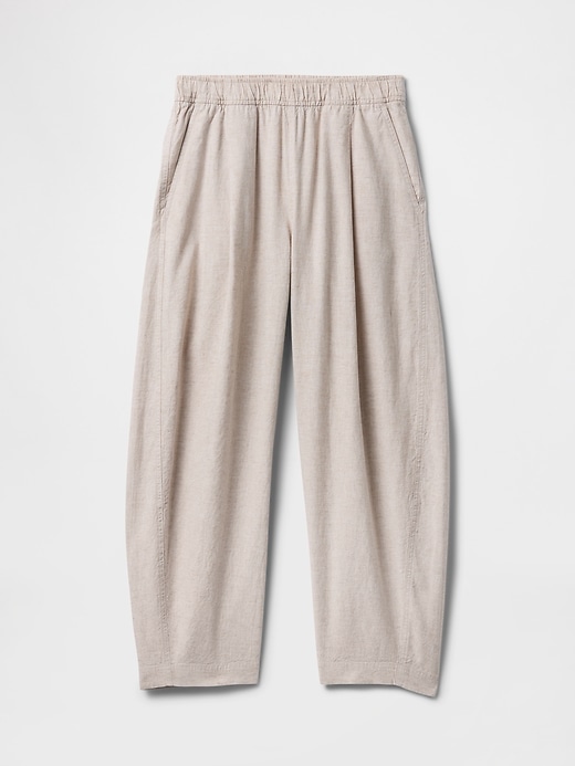 pantaloni easy barrel in misto lino a vita media