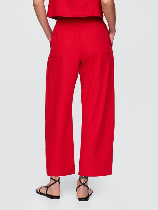 pantaloni easy barrel in misto lino a vita media