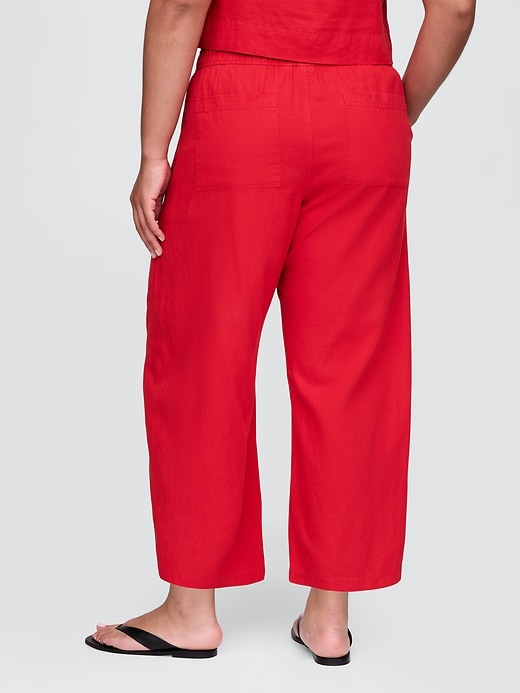 pantaloni easy barrel in misto lino a vita media