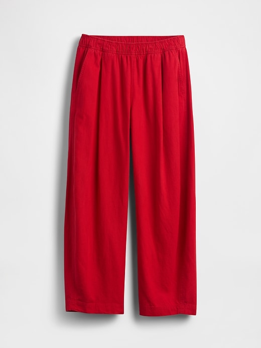 pantaloni easy barrel in misto lino a vita media
