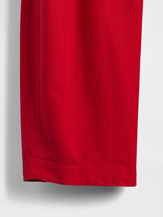 pantaloni easy barrel in misto lino a vita media