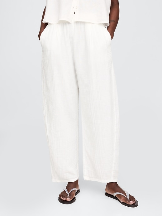 pantaloni a canna facile in garza di cotone