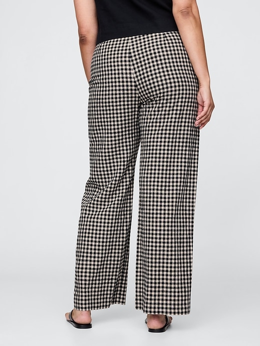 pantaloni dritti alla caviglia in misto lino