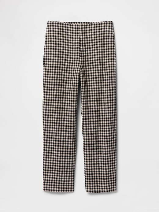 pantaloni dritti alla caviglia in misto lino