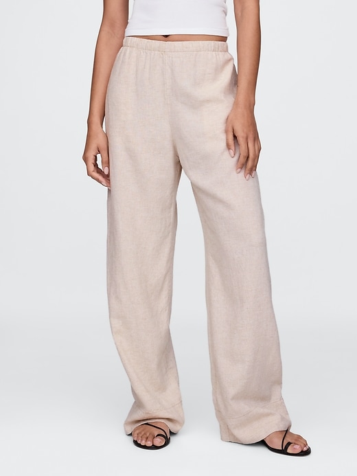 pantaloni larghi in misto lino