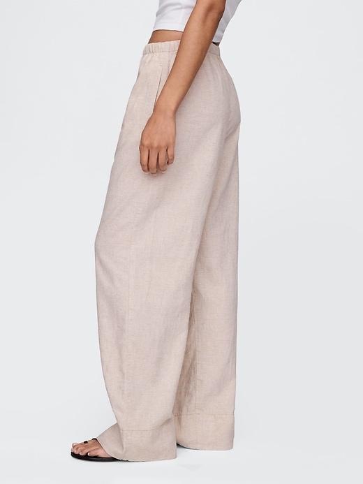pantaloni larghi in misto lino