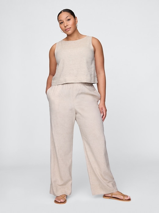 pantaloni larghi in misto lino