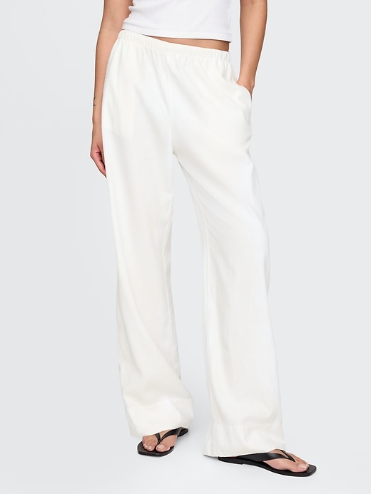 pantaloni larghi in misto lino