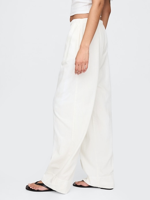 pantaloni larghi in misto lino