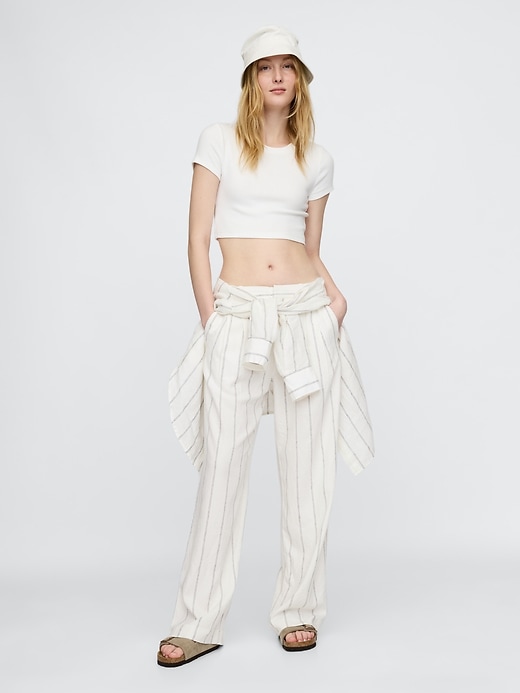 pantaloni in misto lino a vita alta 365