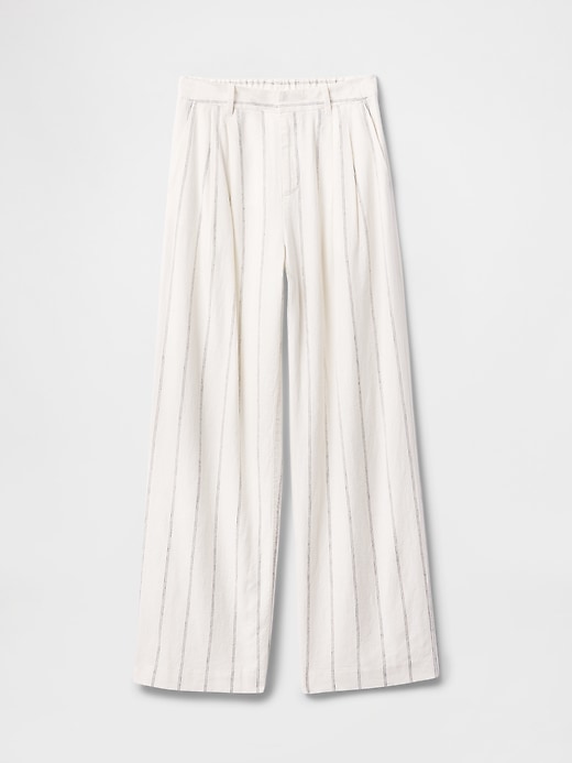 pantaloni in misto lino a vita alta 365