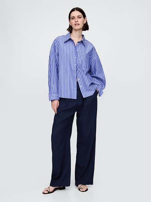 pantaloni in misto lino a vita alta 365