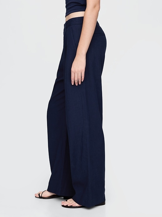 pantaloni in misto lino a vita alta 365