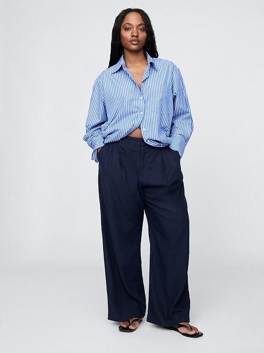 pantaloni in misto lino a vita alta 365