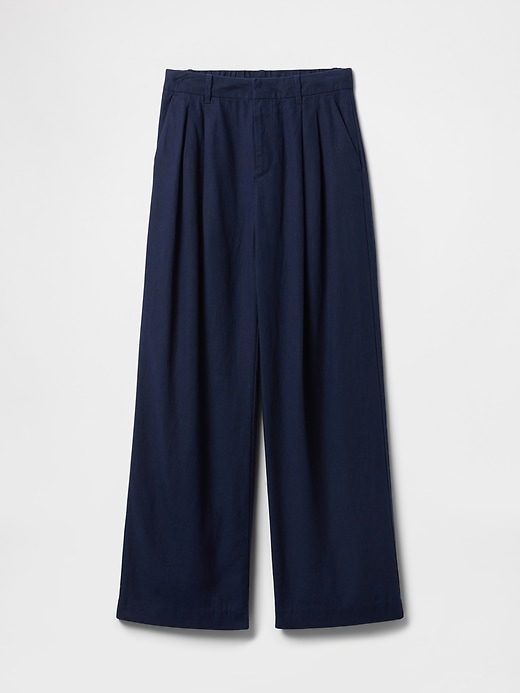 pantaloni in misto lino a vita alta 365