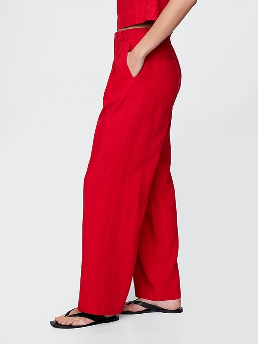 pantaloni in misto lino a vita alta 365
