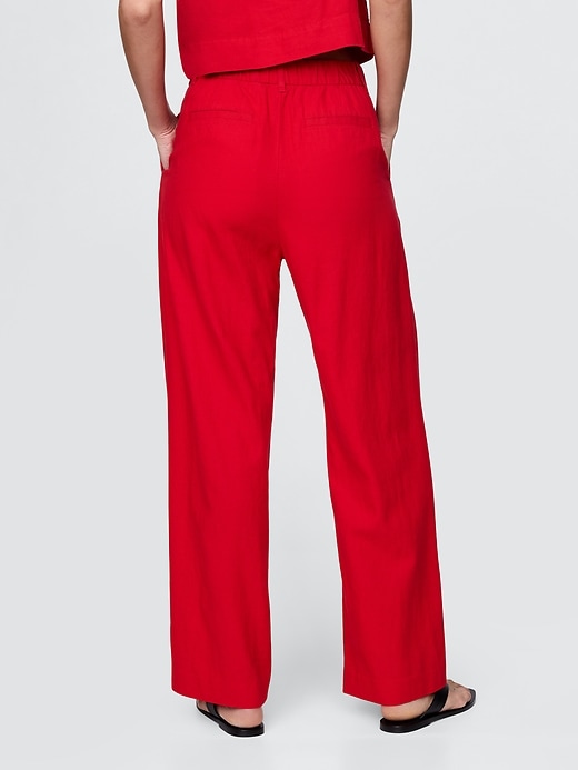 pantaloni in misto lino a vita alta 365
