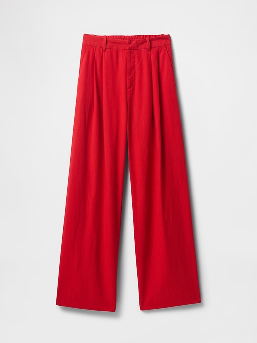 pantaloni in misto lino a vita alta 365
