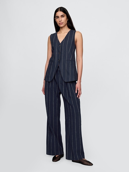 pantaloni in misto lino a vita alta 365