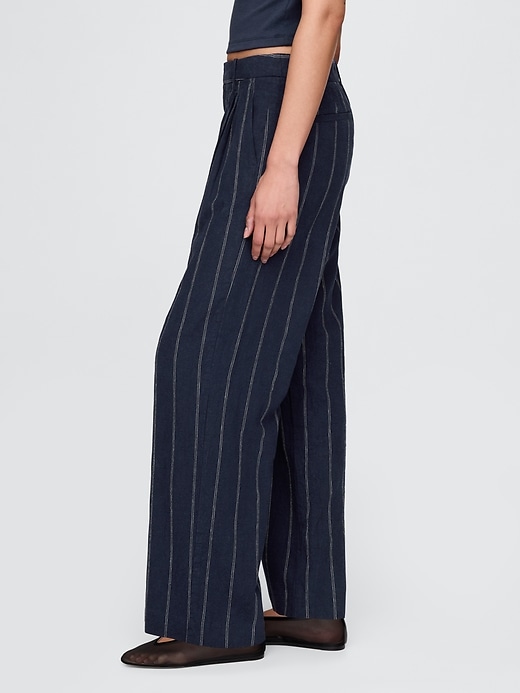 pantaloni in misto lino a vita alta 365