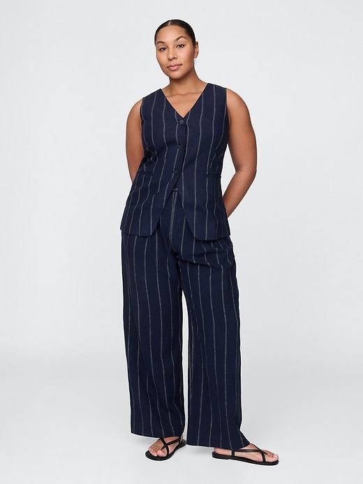 pantaloni in misto lino a vita alta 365