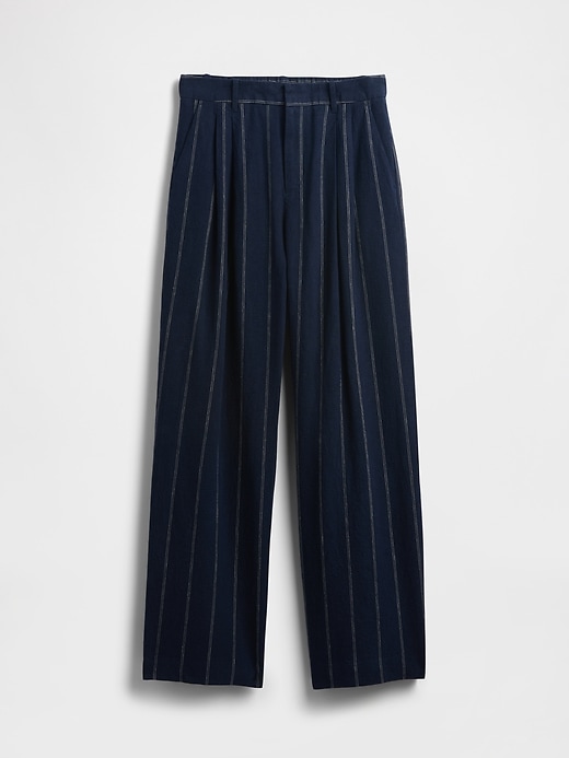 pantaloni in misto lino a vita alta 365