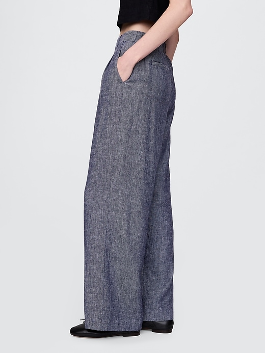 pantaloni in misto lino a vita alta 365