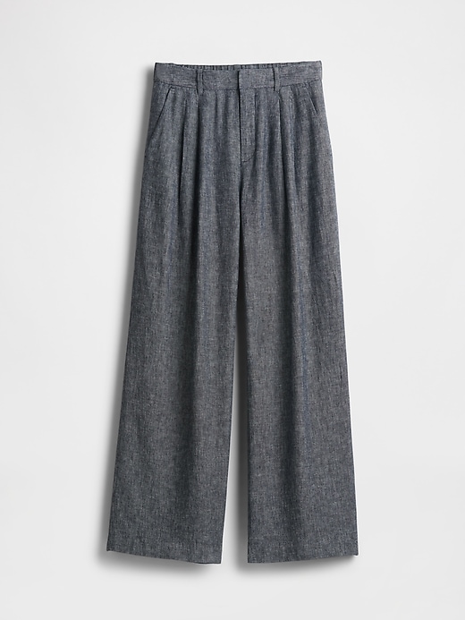 pantaloni in misto lino a vita alta 365