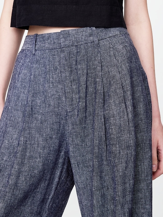 pantaloni in misto lino a vita alta 365