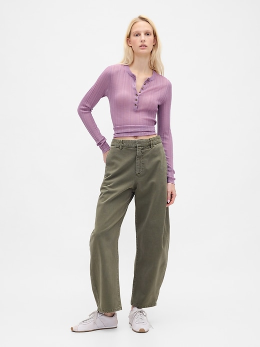 pantaloni a vita media in twill