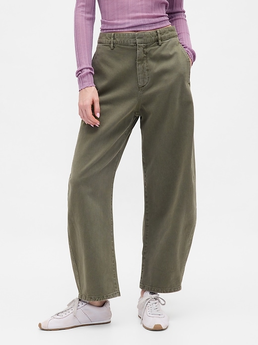 pantaloni a vita media in twill