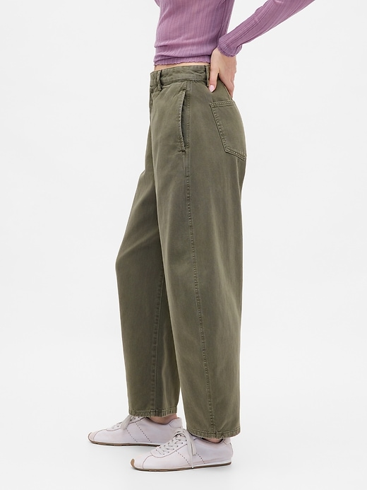 pantaloni a vita media in twill