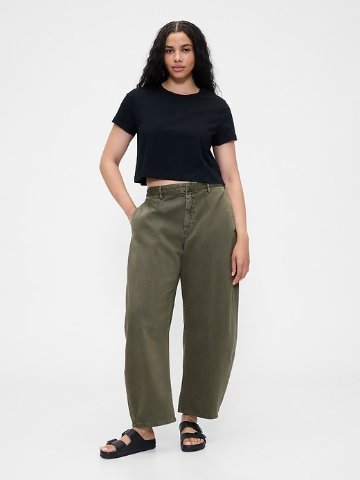 pantaloni a vita media in twill