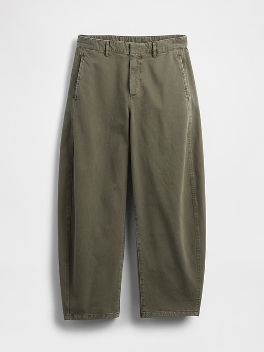 pantaloni a vita media in twill