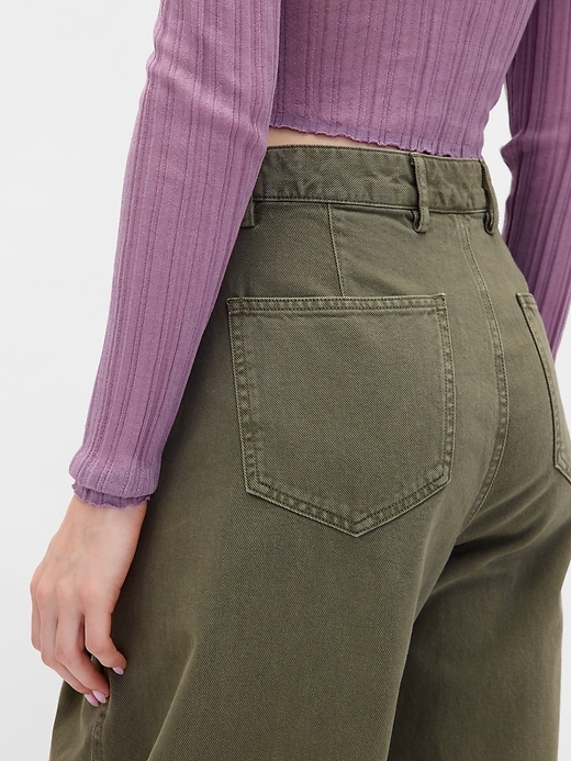 pantaloni a vita media in twill