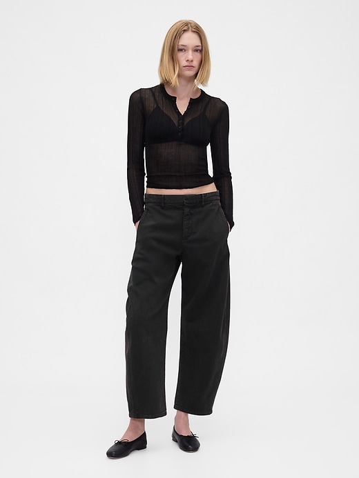 pantaloni a vita media in twill