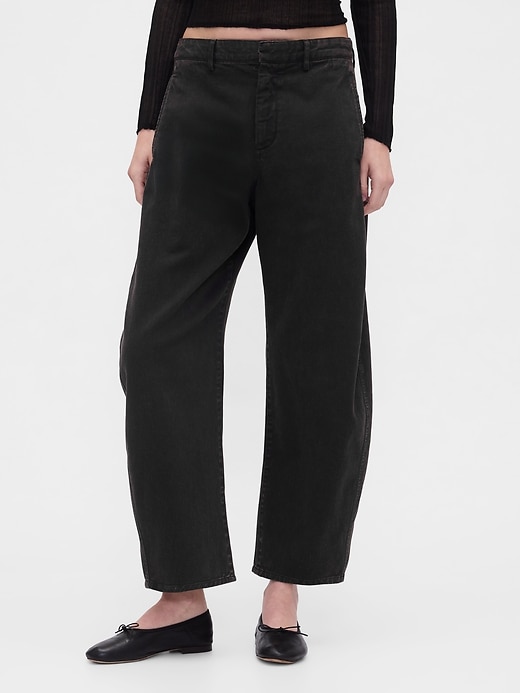 pantaloni a vita media in twill