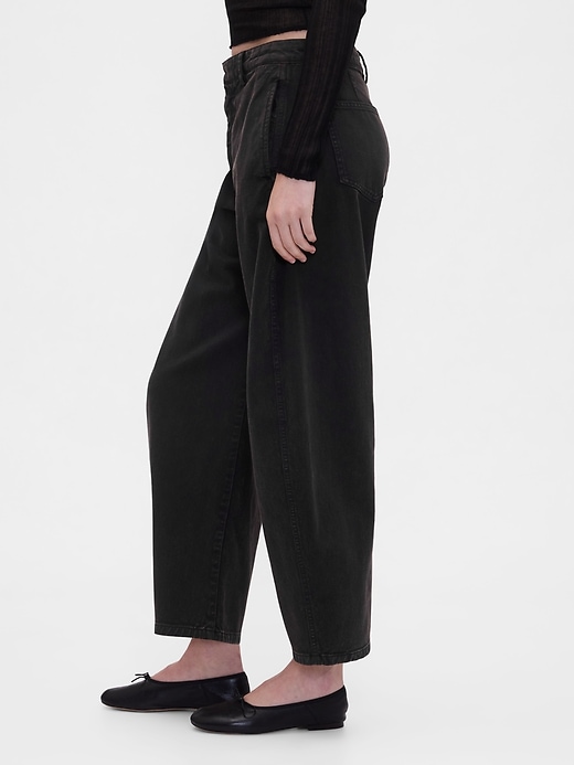 pantaloni a vita media in twill
